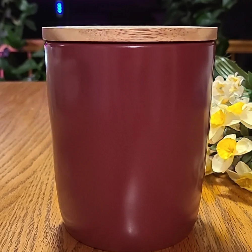 Rae Dunn COZY Canister With Wooded Lid